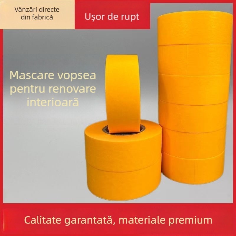 Bandă de mascare din hârtie washi pentru vopsire cu spray și decorare plăci ceramice, aderență înaltă, fără reziduuri de adeziv, 15 m lungime, bază PE.
