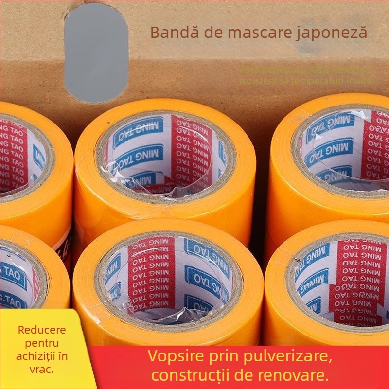 Bandă de mascare din hârtie washi pentru vopsire cu spray și decorare plăci ceramice, aderență înaltă, fără reziduuri de adeziv, 15 m lungime, bază PE.