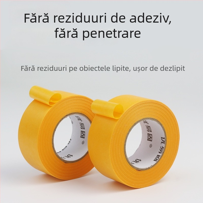 Bandă de mascare pentru pereți din hârtie Washi, aderență scăzută, fără urme, delicată cu suprafețele, pentru vopsea latex și finisaj piatră