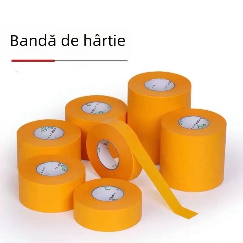 Bandă de mascare din hârtie washi, galbenă, fără reziduuri de adeziv, rezistentă la temperaturi înalte, la acizi și la baze