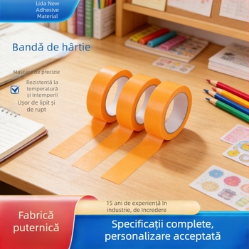 Bandă Washi pentru mascare, vopsire cu pulverizare și decorare, aderență ridicată, rezistență la căldură, galbenă, bandă de hârtie, lățimi 5–800 mm, lungime 30 m, rezistență la temperatură până la 150°C (scurtă durată) și 130°C (lungă durată)