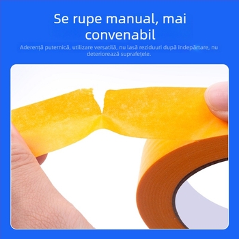 Bandă Washi pentru mascare, vopsire cu pulverizare și decorare, aderență ridicată, rezistență la căldură, galbenă, bandă de hârtie, lățimi 5–800 mm, lungime 30 m, rezistență la temperatură până la 150°C (scurtă durată) și 130°C (lungă durată)