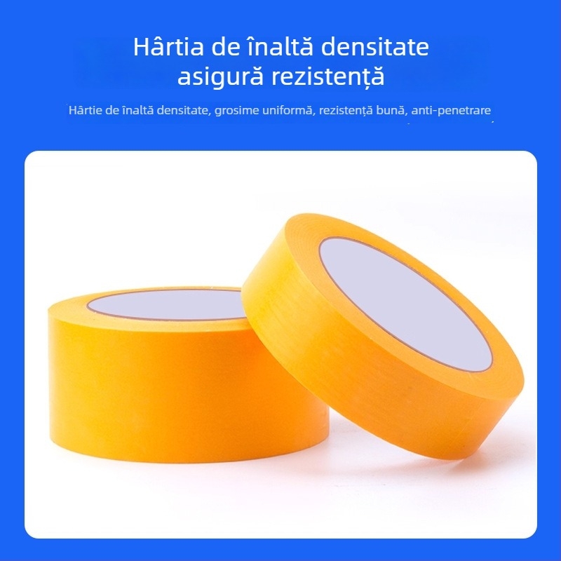 Bandă Washi pentru mascare, vopsire cu pulverizare și decorare, aderență ridicată, rezistență la căldură, galbenă, bandă de hârtie, lățimi 5–800 mm, lungime 30 m, rezistență la temperatură până la 150°C (scurtă durată) și 130°C (lungă durată)