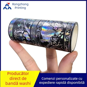 Bandă washi personalizabilă din hârtie japoneză, autocolante tăiate cu laser în stil antic și elemente de colaj, personalizare după desenul dumneavoastră