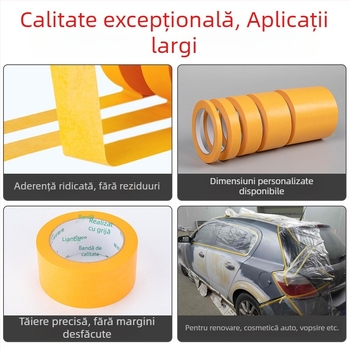 Bandă washi galbenă pentru mascare, cu aderență înaltă, pentru vopsire cu spray, 50 m