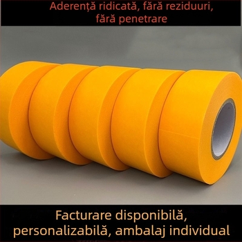 Bandă de mascare din hârtie galbenă, cu aderență înaltă, pentru vopsirea pereților interni și externi (rolă mică)