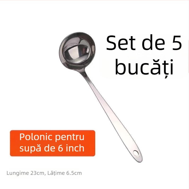 Lingură din oțel inoxidabil îngroșat și sită, în dimensiuni mari și mici, mâner lung, pentru servirea supei și a terciului, bucătărie casnică