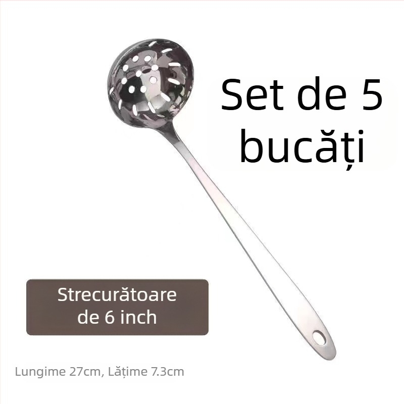 Lingură din oțel inoxidabil îngroșat și sită, în dimensiuni mari și mici, mâner lung, pentru servirea supei și a terciului, bucătărie casnică