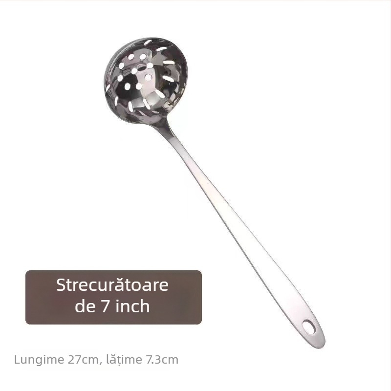 Lingură din oțel inoxidabil îngroșat și sită, în dimensiuni mari și mici, mâner lung, pentru servirea supei și a terciului, bucătărie casnică