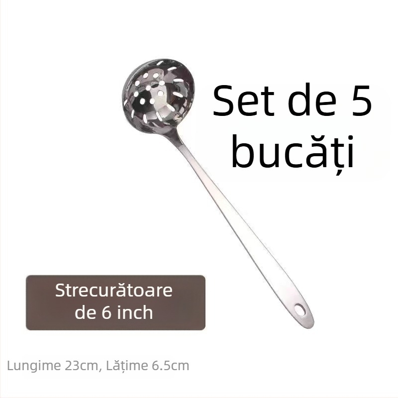 Lingură din oțel inoxidabil îngroșat și sită, în dimensiuni mari și mici, mâner lung, pentru servirea supei și a terciului, bucătărie casnică