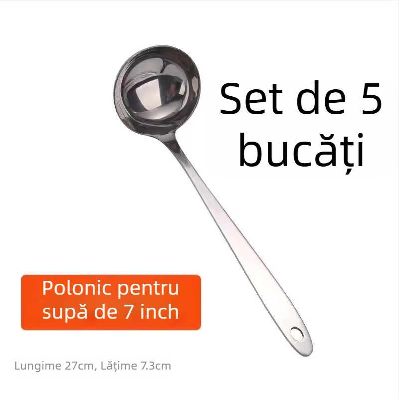 Lingură din oțel inoxidabil îngroșat și sită, în dimensiuni mari și mici, mâner lung, pentru servirea supei și a terciului, bucătărie casnică