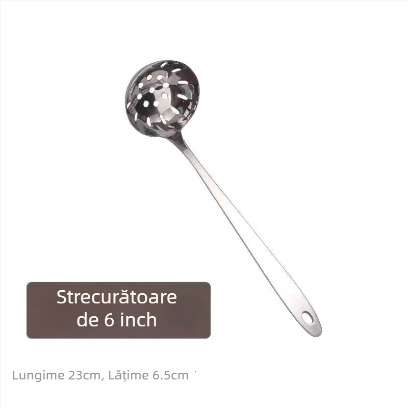 Lingură din oțel inoxidabil îngroșat și sită, în dimensiuni mari și mici, mâner lung, pentru servirea supei și a terciului, bucătărie casnică
