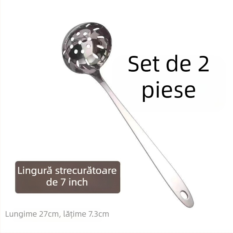 Lingură din oțel inoxidabil îngroșat și sită, în dimensiuni mari și mici, mâner lung, pentru servirea supei și a terciului, bucătărie casnică