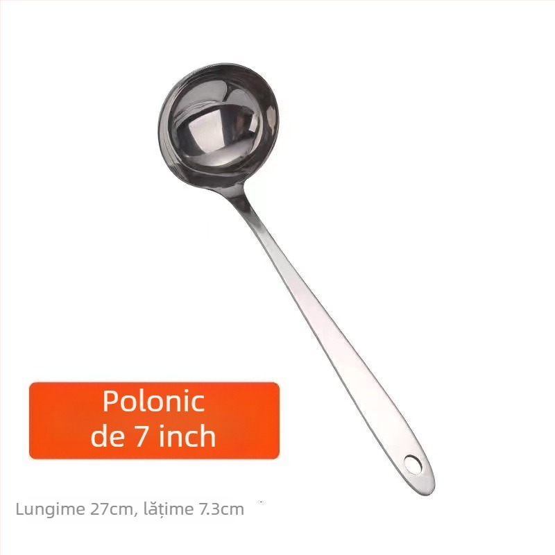Lingură din oțel inoxidabil îngroșat și sită, în dimensiuni mari și mici, mâner lung, pentru servirea supei și a terciului, bucătărie casnică