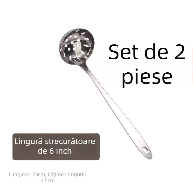 Lingură din oțel inoxidabil îngroșat și sită, în dimensiuni mari și mici, mâner lung, pentru servirea supei și a terciului, bucătărie casnică