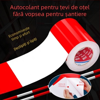 Bandă reflectorizantă roșu‑alb pentru siguranța pe șantier, pentru țevi din oțel