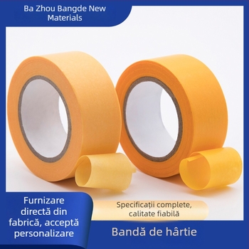 Bandă washi galbenă, cu aderență mare, pentru mascare la vopsire cu pulverizare, ușor de rupt, bandă de hârtie colorată