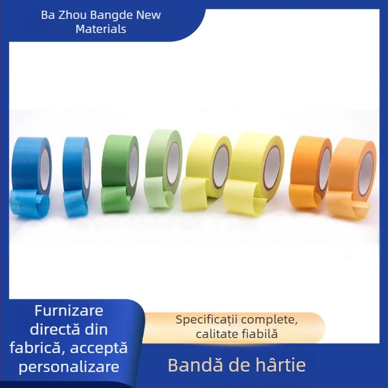 Bandă washi galbenă, cu aderență mare, pentru mascare la vopsire cu pulverizare, ușor de rupt, bandă de hârtie colorată