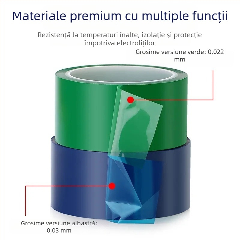 Bandă PET verde pentru izolație și protecție a bateriilor cu litiu, rezistentă la acizi și baze