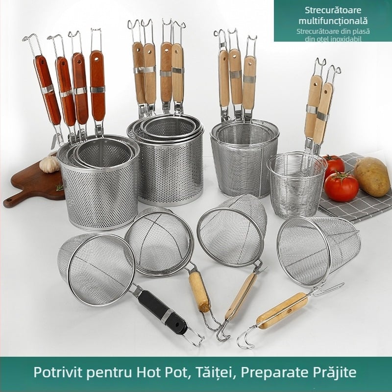 Colander din oțel inoxidabil cu plasă filtrantă pentru tăiței Malatang, mare