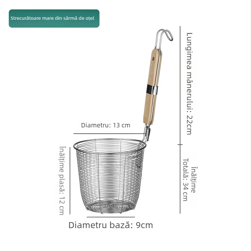 Colander din oțel inoxidabil cu plasă filtrantă pentru tăiței Malatang, mare