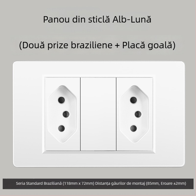 Priză de perete cu USB Type-C, 3 pini, standard brazilian, 10A, panou gri
