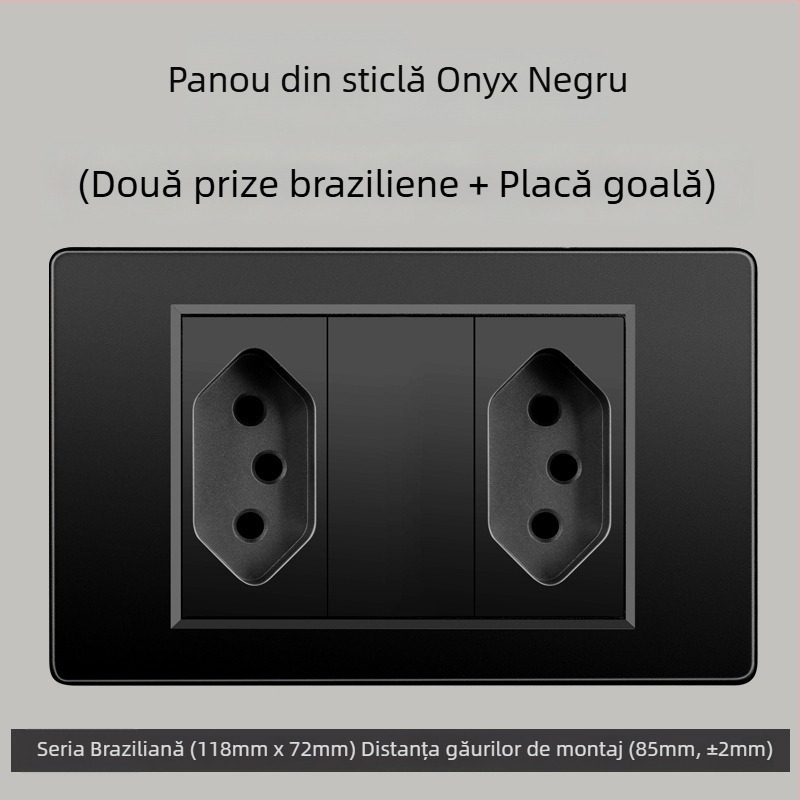 Priză de perete cu USB Type-C, 3 pini, standard brazilian, 10A, panou gri