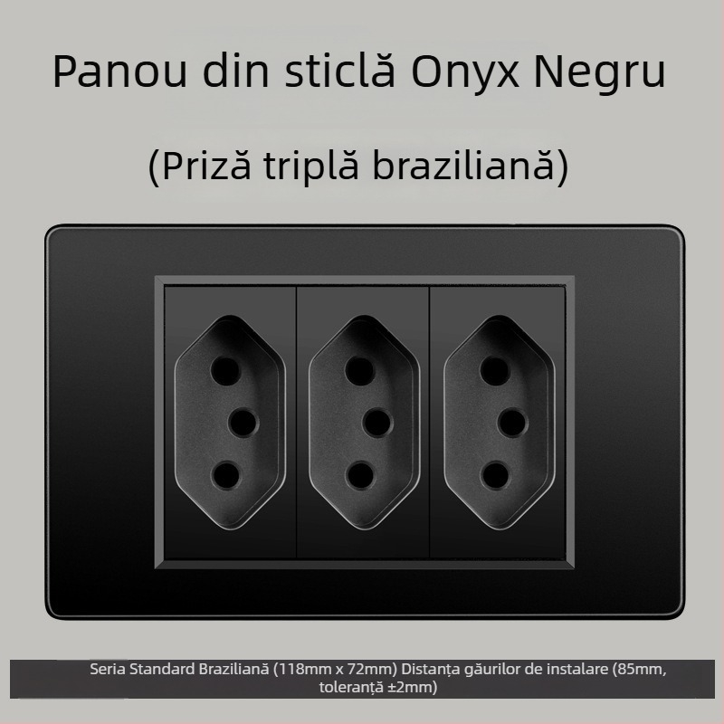 Priză de perete cu USB Type-C, 3 pini, standard brazilian, 10A, panou gri