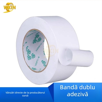 Weixin bandă dublu adezivă cu adeziv acrilic puternic pe bază PET/papier țesut, EVA legare, 50 m lungime, lățime 5–1020 mm, grosime 0,1 mm, hârtie de eliberare albă