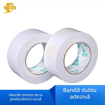Weixin bandă dublu adezivă cu adeziv acrilic puternic pe bază PET/papier țesut, EVA legare, 50 m lungime, lățime 5–1020 mm, grosime 0,1 mm, hârtie de eliberare albă