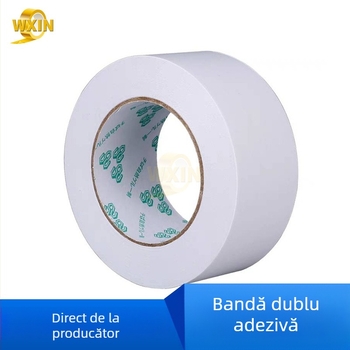 Weixin bandă dublu adezivă cu adeziv acrilic puternic pe bază PET/papier țesut, EVA legare, 50 m lungime, lățime 5–1020 mm, grosime 0,1 mm, hârtie de eliberare albă