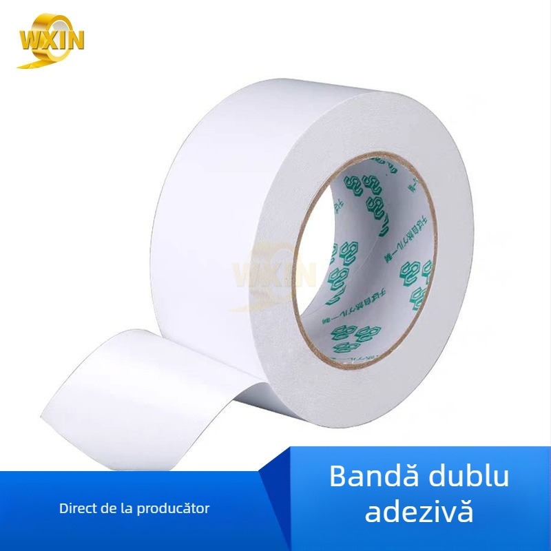 Weixin bandă dublu adezivă cu adeziv acrilic puternic pe bază PET/papier țesut, EVA legare, 50 m lungime, lățime 5–1020 mm, grosime 0,1 mm, hârtie de eliberare albă