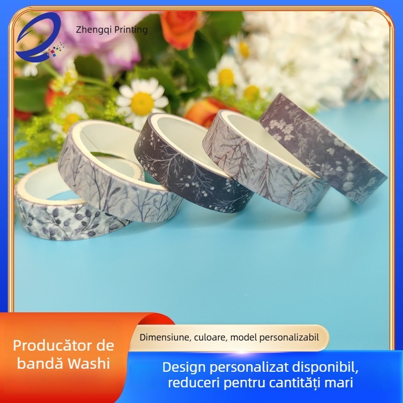 Bandă washi personalizată, cu temă forestieră și modele de copaci pentru planificatoare, producție în loturi mici