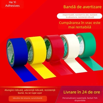 Bandă PVC de avertizare pentru marcarea podelei, bandă de identificare rezistentă la uz, în culorile roșu, galben, albastru și verde, lățime 4,3 cm, grosime 0,14 mm