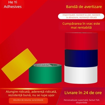 Bandă PVC de avertizare pentru marcarea podelei, bandă de identificare rezistentă la uz, în culorile roșu, galben, albastru și verde, lățime 4,3 cm, grosime 0,14 mm