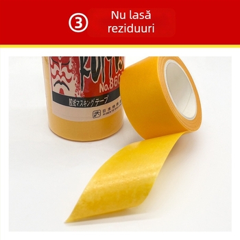 Bandă de mască galbenă pentru vopsire, pe bază de hârtie, cu aderență înaltă și rupere ușoară, pentru DIY separare culori și marcarea liniilor în decor interior, lățime 1,8 cm, 12 m lungime, 70 role în cutie