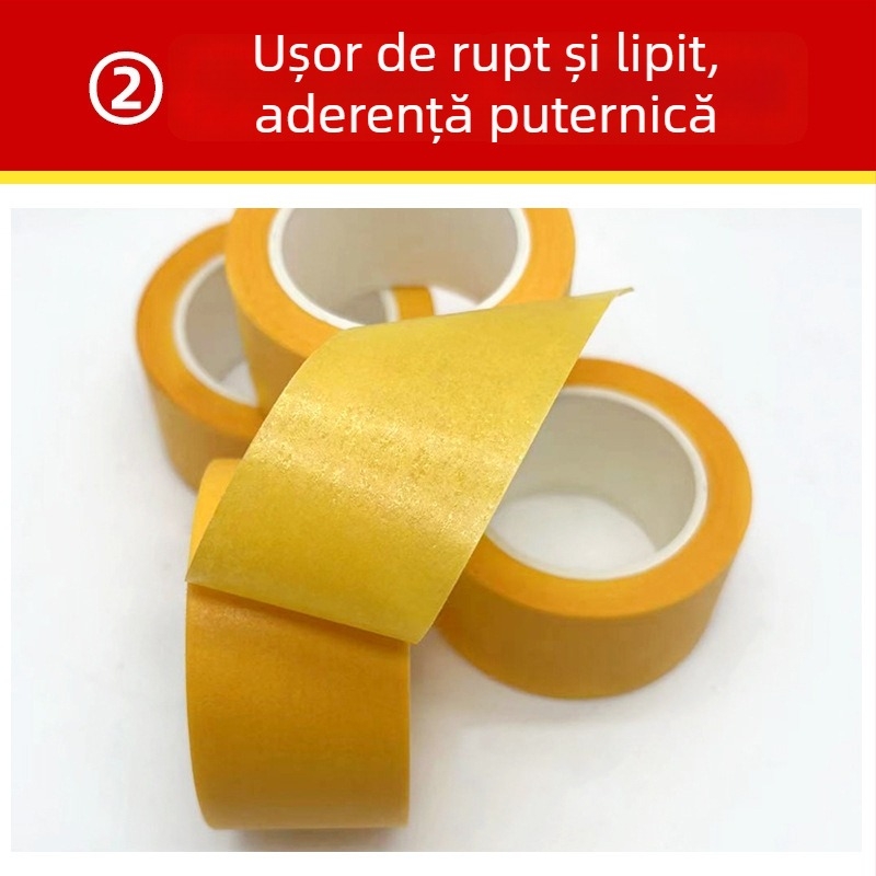 Bandă de mască galbenă pentru vopsire, pe bază de hârtie, cu aderență înaltă și rupere ușoară, pentru DIY separare culori și marcarea liniilor în decor interior, lățime 1,8 cm, 12 m lungime, 70 role în cutie
