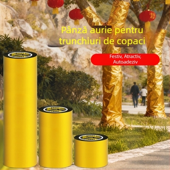 Bandă adezivă cu folie de aur pentru înfășurarea trunchiurilor de copaci, stâlpi electrici, copacilor din fața casei și coloanelor