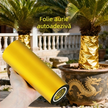 Bandă adezivă cu folie de aur pentru înfășurarea trunchiurilor de copaci, stâlpi electrici, copacilor din fața casei și coloanelor