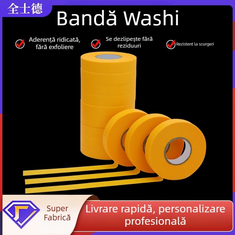 Bandă Washi galbenă pentru mascare, decor auto și mobilier, ambalaj într-o cutie întreagă