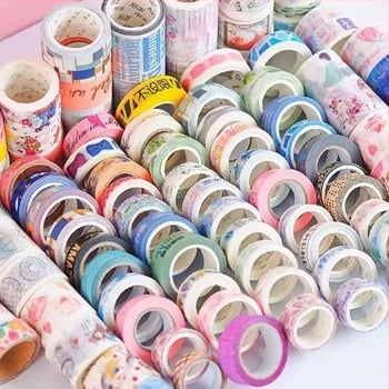 Bandă Washi din hârtie Sanhe, pentru arte și creație, 25 sau 50 de role, lungime pe rolă 2–10 m, lățime 10–30 mm, pentru caiete și decorare