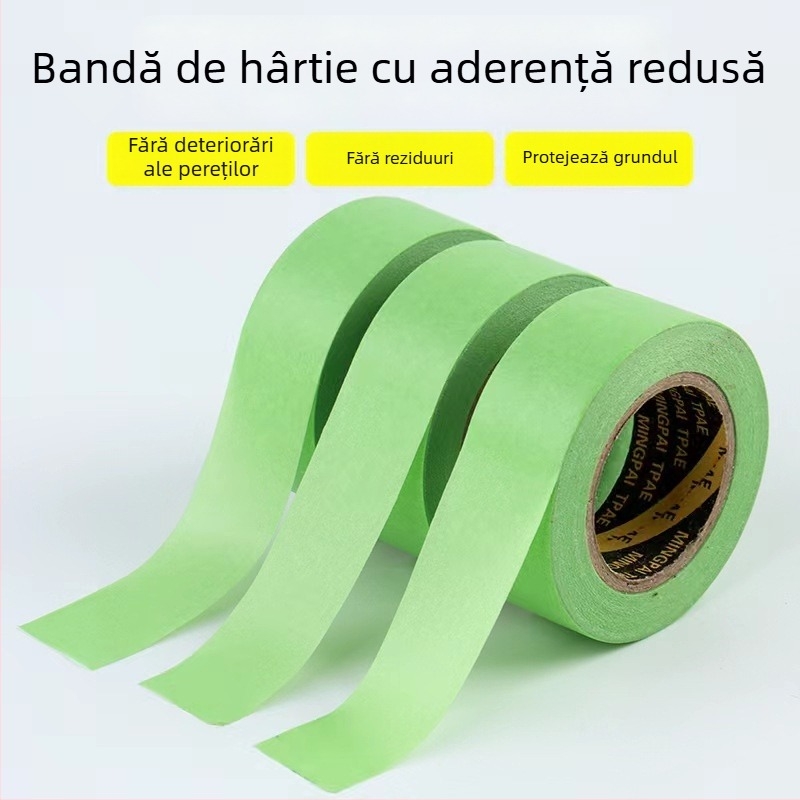 Bandă de mascare verde din hârtie japoneză, cu aderență redusă, sigură pentru pereți, pentru separarea culorilor în pictură