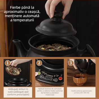 Oală automată de decoct pentru uz casnic, recipient ceramic pentru sănătate, oală din lut multifuncțională, fierbător electric pentru plante medicinale