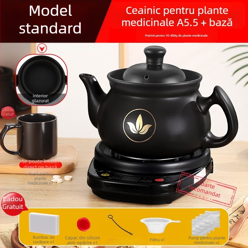 Oală automată de decoct pentru uz casnic, recipient ceramic pentru sănătate, oală din lut multifuncțională, fierbător electric pentru plante medicinale