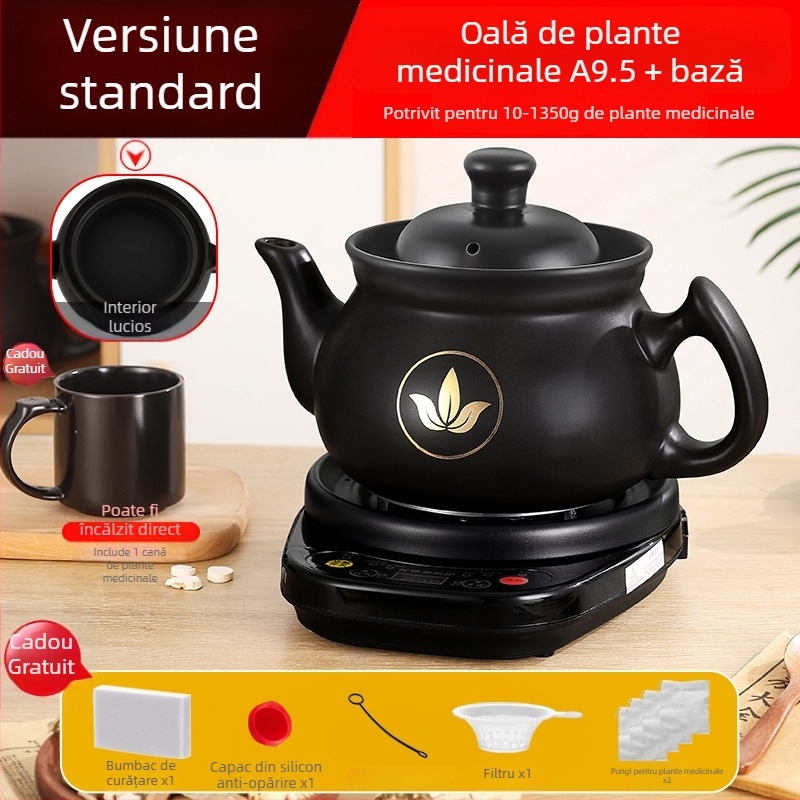 Oală automată de decoct pentru uz casnic, recipient ceramic pentru sănătate, oală din lut multifuncțională, fierbător electric pentru plante medicinale