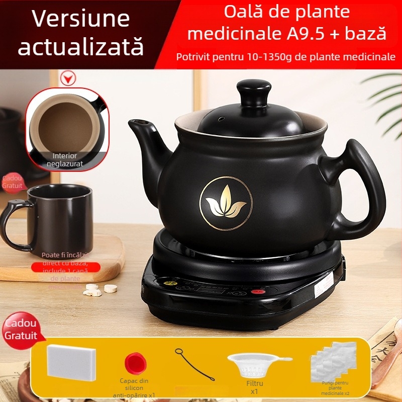 Oală automată de decoct pentru uz casnic, recipient ceramic pentru sănătate, oală din lut multifuncțională, fierbător electric pentru plante medicinale
