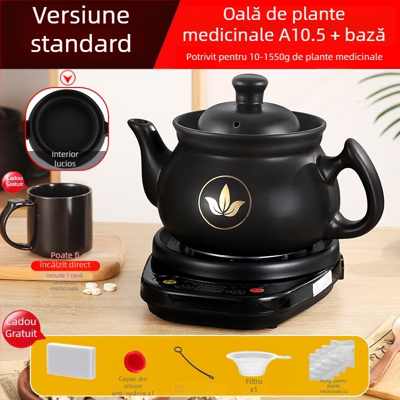Oală automată de decoct pentru uz casnic, recipient ceramic pentru sănătate, oală din lut multifuncțională, fierbător electric pentru plante medicinale