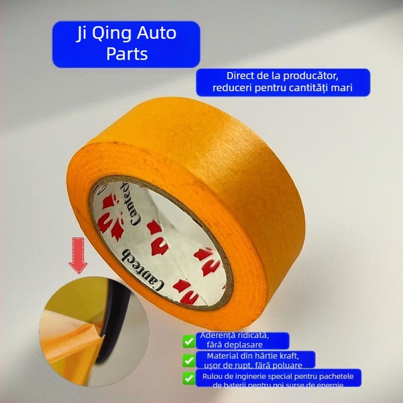 Bandă de mascare industrială cu vâscozitate înaltă, din hârtie texturată, pentru asamblarea pachetelor de baterii din energie nouă, bandă washi specială, rolă întreagă