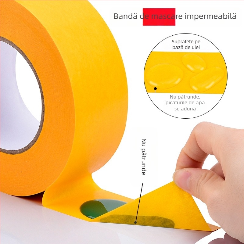 Hârtie de mască impermeabilă cu bandă Washi galbenă pentru vopsire la temperaturi înalte, protecție a plăcilor ceramice și hârtie pentru separarea culorilor în pictură