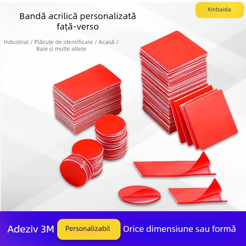 Bandă dublu-adezivă din film roșu transparent, nano, puternică, fără urme, rezistentă la apă, la temperaturi înalte, acrilică, personalizabilă